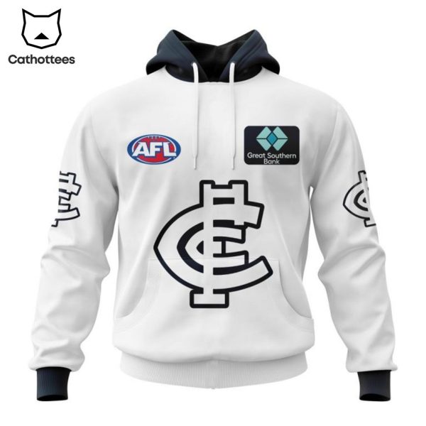 Ontime Carlton Blues Hyundai AFL White Design 3D Hoodie