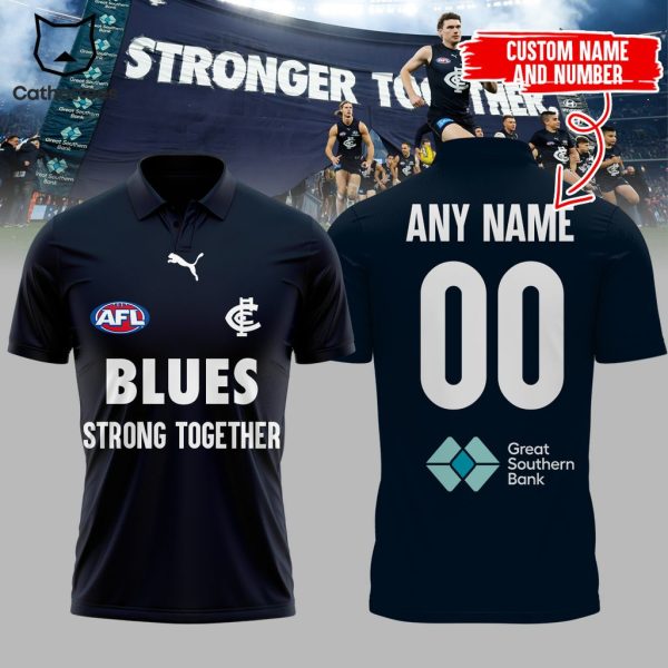 Personalized AFL Blues Strong Together Blue Design 3D Polo Shirt