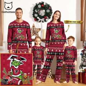 Personalized Atlanta Falcons Pajamas Grinch Christmas And Sport Team  Red Mascot Design Pajamas Set Family