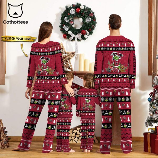 Personalized Atlanta Falcons Pajamas Grinch Christmas And Sport Team  Red Mascot Design Pajamas Set Family