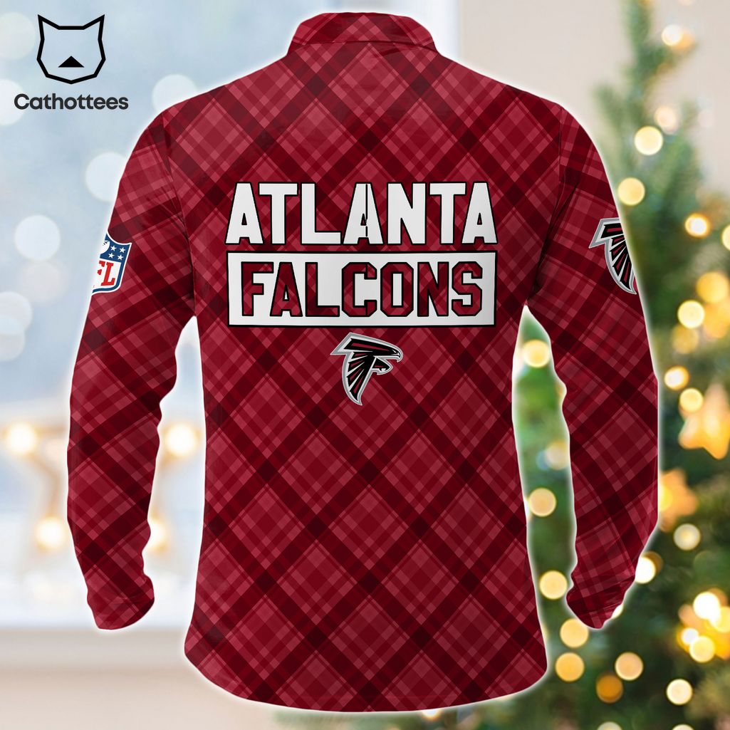 Personalized Atlanta Falcons Red Logo Design Long Sleeve Polo Shirt