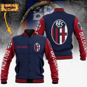 Personalized Bologna Baseball BFC 1909 Blue Red Design Baseball Jacket