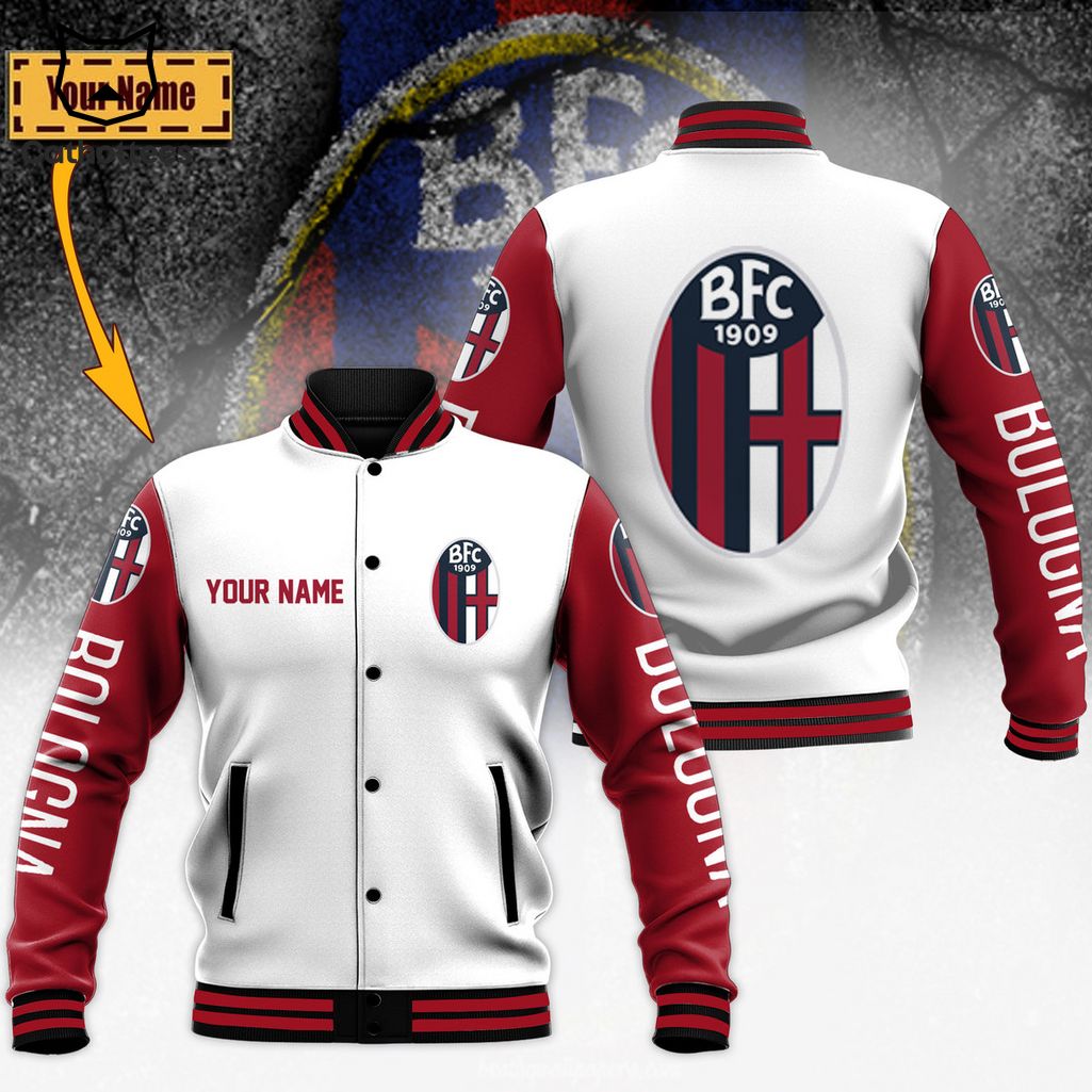 Personalized Bologna Baseball BFC 1909 Red White Design Baseball Jacket