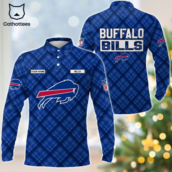 Personalized Buffalo Bills Blue Logo Design Long Sleeve Polo Shirt