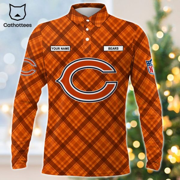 Personalized Chicago Bears Orange Logo Design Long Sleeve Polo Shirt
