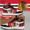 Personalized Chicago Blackhawks Nike Logo White Red Design Air Jordan 1 High Top