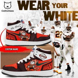 Personalized Cleveland Browns 1946 Nike Logo Orange Design Air Jordan 1 High Top