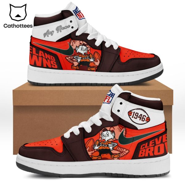 Personalized Cleveland Browns 1946 Nike Logo Orange Design Air Jordan 1 High Top