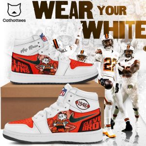 Personalized Cleveland Browns 1946 Nike Logo Orange White Design Air Jordan 1 High Top