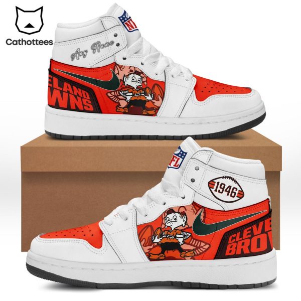 Personalized Cleveland Browns 1946 Nike Logo Orange White Design Air Jordan 1 High Top