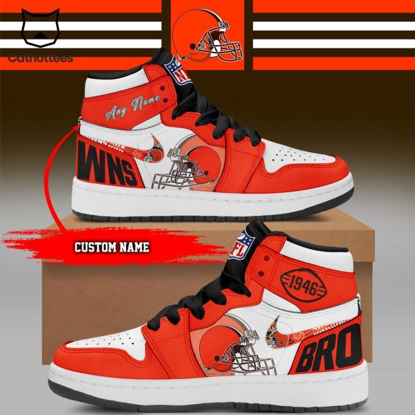 Personalized Cleveland Browns Football Orange Air Jordan 1 High Top