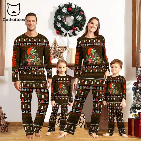 Personalized Cleveland Browns Pajamas Grinch Christmas And Sport Team  Pajamas Set Family