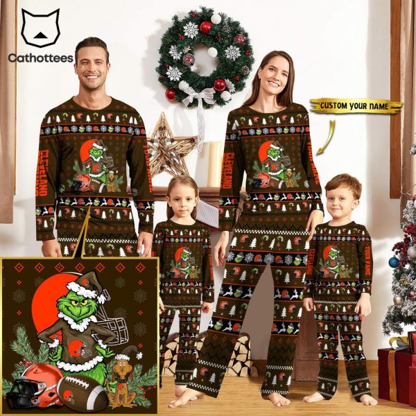 Personalized Cleveland Browns Pajamas Grinch Christmas And Sport Team  Pajamas Set Family