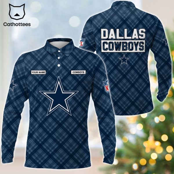 Personalized Dallas Cowboys Orange Logo Design Long Sleeve Polo Shirt