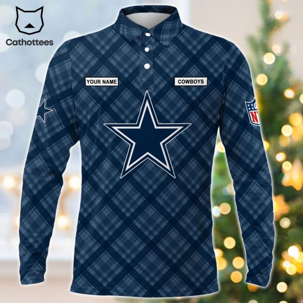 Personalized Dallas Cowboys Orange Logo Design Long Sleeve Polo Shirt