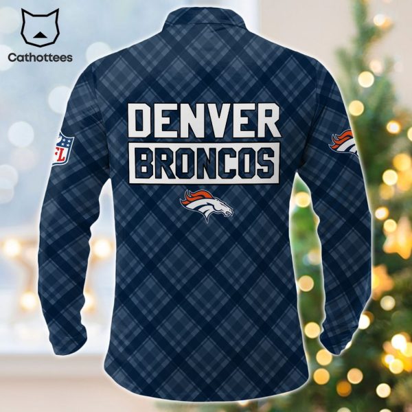 Personalized Denver Broncos Blue Logo Design Long Sleeve Polo Shirt