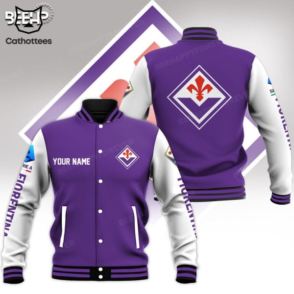 Personalized Fiorentina Logo Purple Design Baseball Jacket