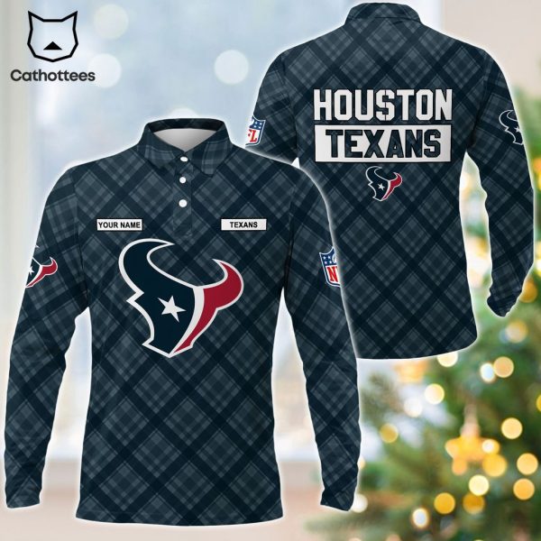 Personalized Houston Texans Logo Design Long Sleeve Polo Shirt