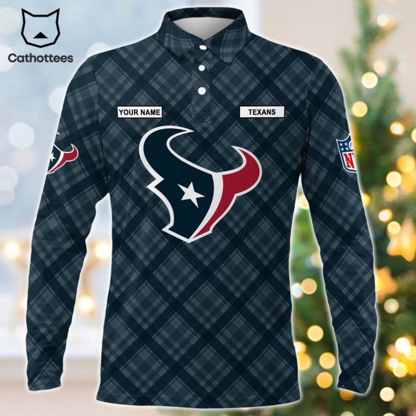 Personalized Houston Texans Logo Design Long Sleeve Polo Shirt