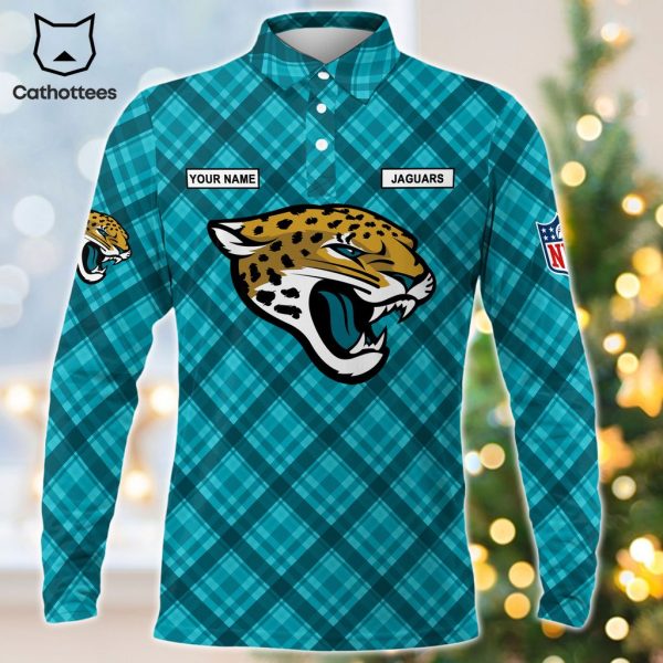 Personalized Jacksonville Jaguars Blue Logo Design Long Sleeve Polo Shirt