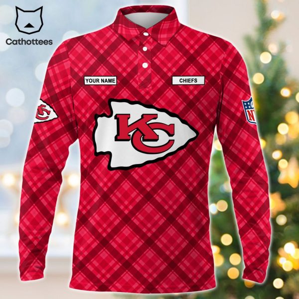 Personalized Kansas City Chiefs Red Logo DesignLong Sleeve Polo Shirt