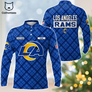 Personalized Los Angeles Rams Blue Logo Design Long Sleeve Polo Shirt