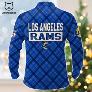 Personalized Los Angeles Rams Blue Logo Design Long Sleeve Polo Shirt