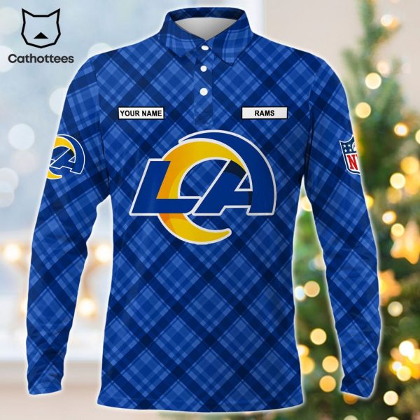 Personalized Los Angeles Rams Blue Logo Design Long Sleeve Polo Shirt