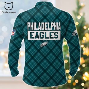 Personalized Philadelphia Eagles Blue Logo Design Long Sleeve Polo Shirt