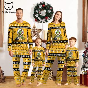 Personalized Pittsburgh Steelers Pajamas Grinch Christmas And Sport Team Masot Yellow Design Pajamas Set Family