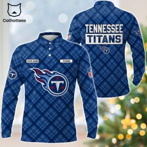 Personalized Tennessee Titans Blue Logo Design Long Sleeve Polo Shirt