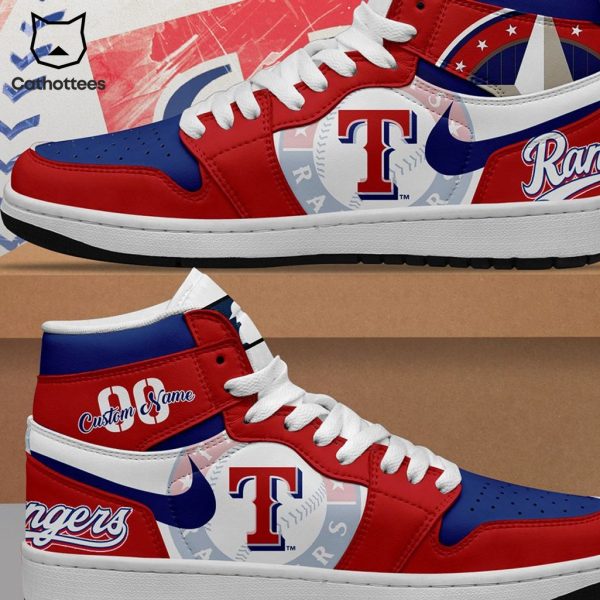 Personalized Texas Rangers Red Blue White Nike Logo Design Air Jordan 1 High Top