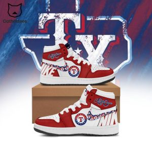 Personalized Texas Rangers Red White Nike Logo Design Air Jordan 1 High Top