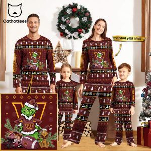 Personalized Washington Commanders Pajamas Grinch Christmas And Sport Team Mascot Design Pajamas Set Family