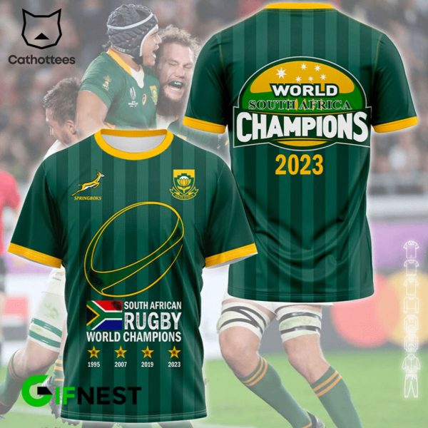 South African Rugby World Champions Springboks 2023 Green Design 3D T-Shirt