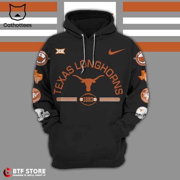 Texas Longhorns 1893 Nike Logo Black Design Hoodie