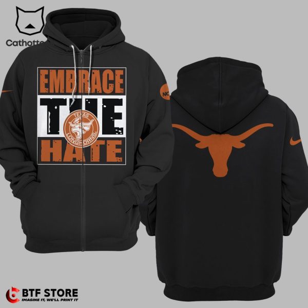 Texas Longhorns Embrace The Hate Nike Logo Black Design 3D Hoodie