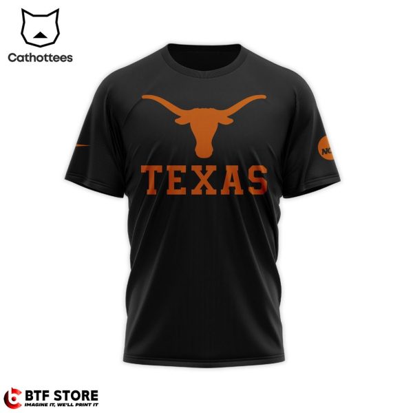 Texas Longhorns Logo On Sleeve Black Design 3D T-Shirt