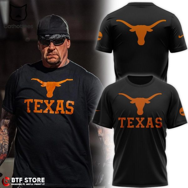 Texas Longhorns Logo On Sleeve Black Design 3D T-Shirt