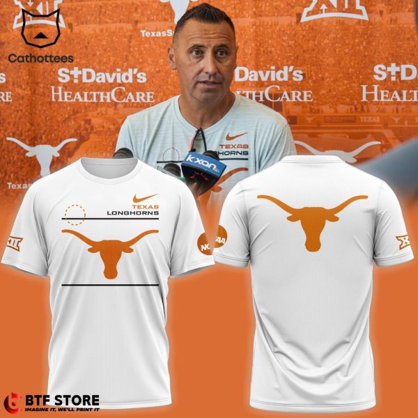 Texas Longhorns Mascot White Design 3D T-Shirt