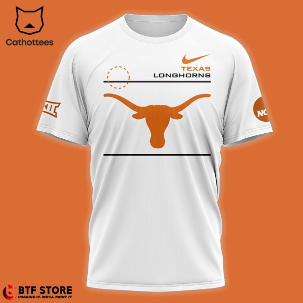 Texas Longhorns Mascot White Design 3D T-Shirt