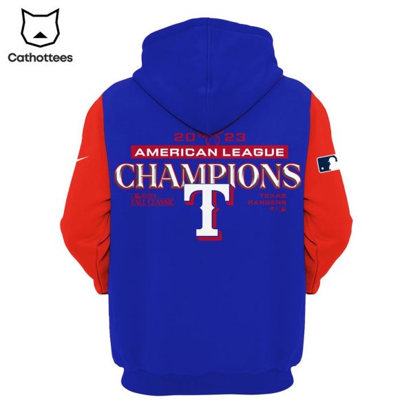 Texas Rangers 2023 American League Champions Logo Blue Design 3D Hoodie