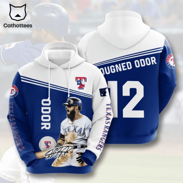 Texas Rangers Baseball Door Logo White Design 3D Hoodie