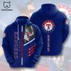 Texas Rangers Baseball Never Ever Quit Blue Red Design 3D Hoodie