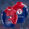 Texas Rangers Blue Mix Red Logo Design 3D Hoodie