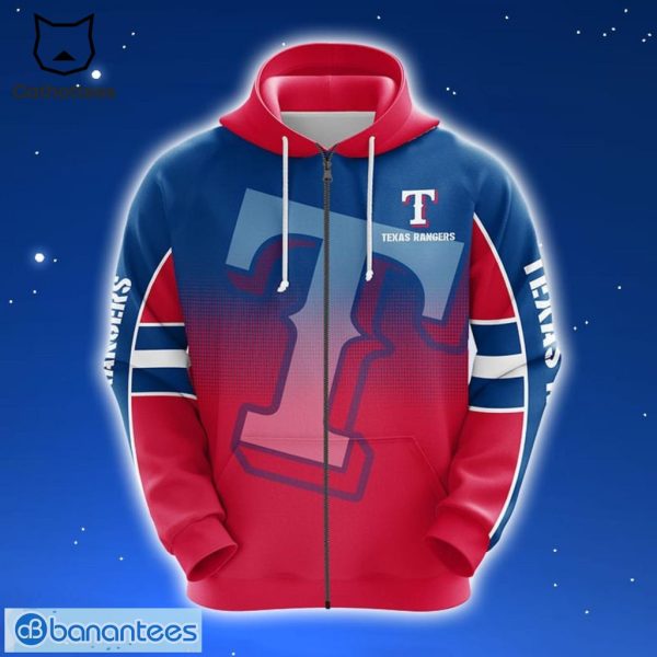 Texas Rangers Blue Mix Red Logo Design 3D Hoodie