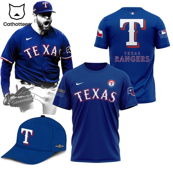 Texas Rangers Nike Logo Blue Design On Sleeve 3D T-Shirt