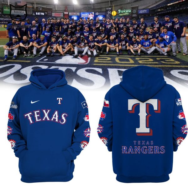 Texas Rangers Nike Logo Design On Sleeve Blue 3D Hoodie