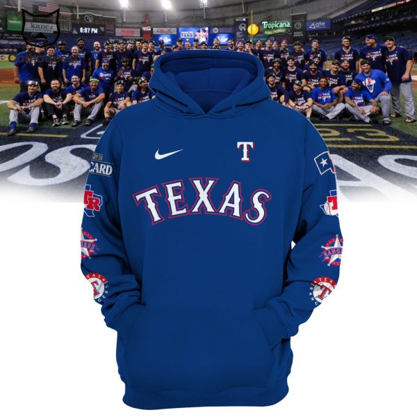 Texas Rangers Nike Logo Design On Sleeve Blue 3D Hoodie