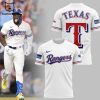 Texas Rangers Nike Logo Blue Design On Sleeve 3D T-Shirt